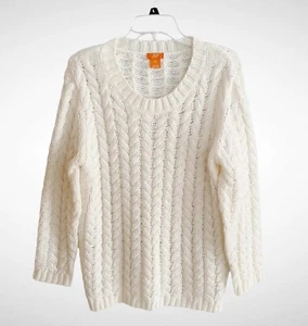 Joe Fresh Women’s Ivory Chunky Cableknit Sweater Long Sleeves, Size L - Picture 1 of 9