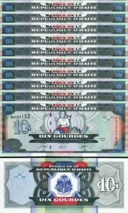 Haiti 10 Gourdes 2000, UNC, 10 Pcs LOT, P-265a, Prefix BQ - Picture 1 of 5