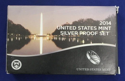 2014-s U.S. SILVER 14 coin Proof Set.  Original as minted by U.S Cover