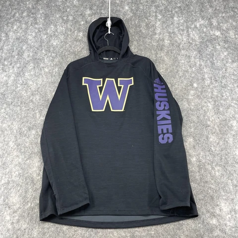Washington Huskies Sweatshirt Mens XL Black Purple Team Issued Hoodie Adidas Cover