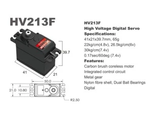 Batan - Servocomando HV213F-30 kg / 0,17 sec High Voltage digitale - Imagen 1 de 1