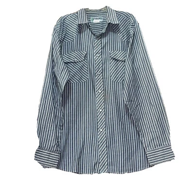 Haband western pearl snap shirt striped lightweight guc size medium e504 - Image 1 of 4