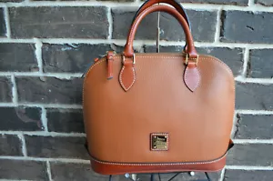 NWT $278 Dooney & Bourke Zip Zip Satchel Pebble Grain Leather Shoulder CARAMEL - Picture 1 of 5