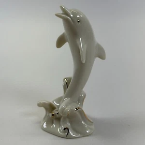 Lenox Leaping Dolphin Figurine Porcelain Ivory 24K Gold Accents - Picture 1 of 7
