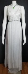Unbranded Women's Formal /Wedding White Delicate Lace Long Lined Maxi Dress Sz S - Picture 1 of 11