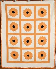 WELL QUILTED Vintage 30's Dresden Plate Antique Quilt ~Sunflower Design!