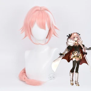 Peluca Cosplay Larga Trenzada Cola de Caballo Fiesta Pelo Rosa FGO Destino Apócrifo Astolfo - Imagen 1 de 6