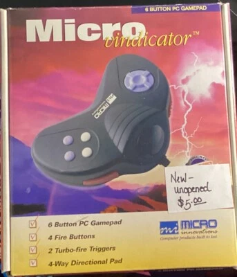 VINTAGE Micro Vindicator 6-Button PC Gamepad GP62D - 3A - Image 1 of 4