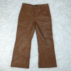 Vintage Y2K Banana Republic Brown Leather Pants Women Size 14 Actual 33x27.5