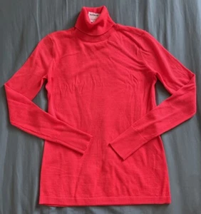 HALOGEN Turtleneck 50% Merino Wool Sweater Sz XS neon orange NEW - Picture 1 of 7