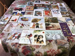 Christmas greeting cards modern lot of 35 animal theme used - Picture 1 of 12