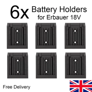 6x Battery Holder for Erbauer EXT 18V (Black) - Wall Mount, Worktop - Picture 1 of 4
