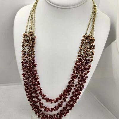 Collar multihilo tono rojo y dorado Coldwater Creek Foto 1 de 4