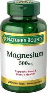 Nature's Bounty Magnesium Mineral Supplement Coated Tablets 500 mg 200 Ct 2 Pack - Picture 1 of 5