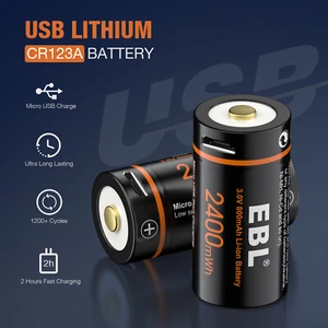 EBL USB wiederaufladbare 16340 CR123A 3V Lithium-Ionen-Batterien für Arlo-Kamera - Bild 1 von 14