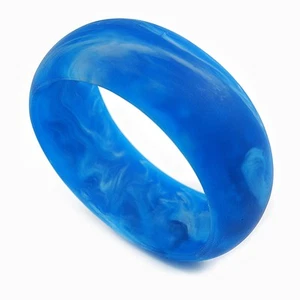 Ocean Dream: Matte Blue Swirl Chunky Off Round Bangle - Size M - Picture 1 of 6