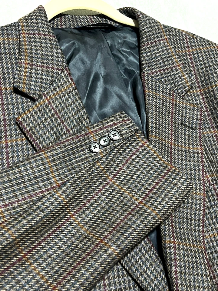 Blazer Vintage Burberrys Lana Pata de Gallo Ventana 40R Escocia Tweed Clásico Foto 1 de 4