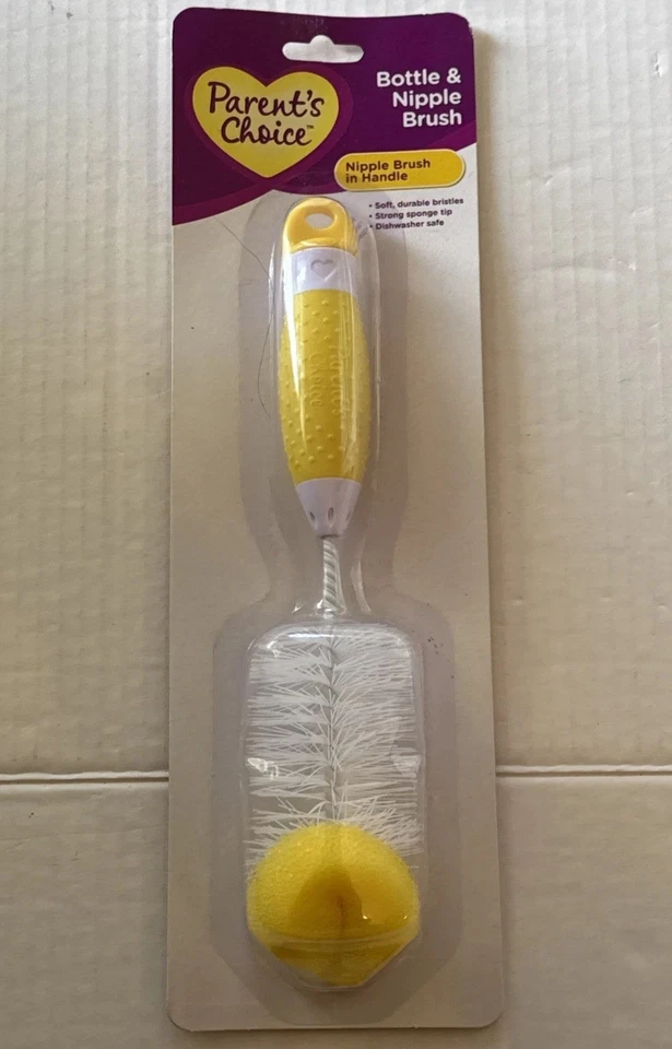 Cepillo para biberones y pezones 2 en 1 elección de los padres cerdas suaves duraderas esponja fuerte Foto 1 de 4