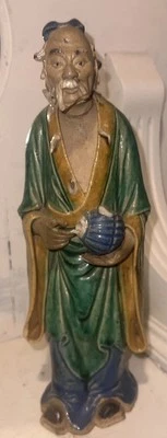 Antique Chinese Shiwan Mudman, 10 3/4 Inch, Stamped "CHINA", See Pic - Image 1 of 4
