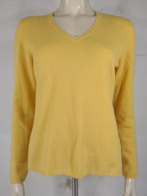 Charter Club Jersey Amarillo 2 Capas 100% Cachemira Cuello en V Mujer Mediano Foto 1 de 4