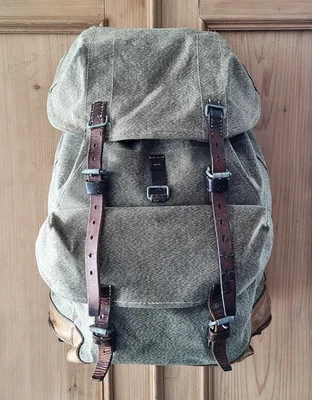 Robuster, alter Schweizer Armee Rucksack, Segeltuch & Leder Original 1965, Nr.11 - Bild 1 von 4