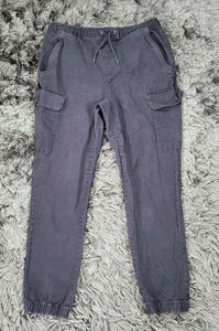 Airwalk Cargo Jogger Pants Mens Medium Black Elastic Waist Drawstring Skate Logo - Picture 1 of 21
