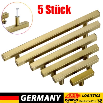 5 Stück Küchengriffe Möbelgriff Edelstahl Schrankgriffe Gold Schubladengriffe DE - Bild 1 von 4