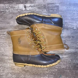 Polo Ralph Lauren Duck Boots Boys 2 Lace Up Ewan Rain Cold Weather - Picture 1 of 10
