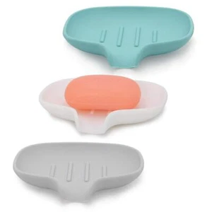 3 Pack Silicone Soap Dish With Drain Bar Soap Holder For Shower/bathroom Self Dr - Picture 1 of 6