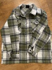 HFX Heavy Snap Flannel Shirt Green Black And Off White Size Medium Men’s