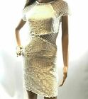 Topshop Ladies Lace Dress Bodycon White Size 10 Short Sleeve Wedding Party Bride