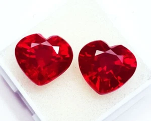 Natural Red Ruby Heart Shape 18+ Ct Pair Certified Ruby Loose Gemstone RR21 - Picture 1 of 13