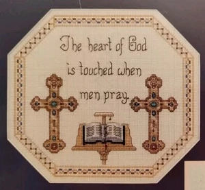 WHEN MEN PRAY CROSS STITCH CHART PATTERN FROM MAGAZINE ANGELA PULLEN - Picture 1 of 2