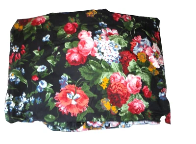 VINTAGE RALPH LAUREN Cosette Isadora black pink floral (1) KING FITTED SHEET 10" - Image 1 of 4