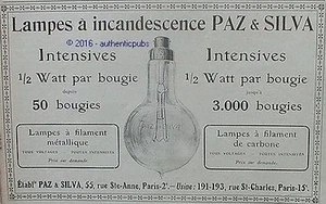 PUBLICITE PAZ ET SILVA LAMPES A INCANDESCENCE AMPOULE BOUGIES DE 1916 FRENCH AD - Picture 1 of 1