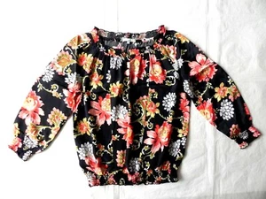 PATRIZIA PEPE Black Floral Viscose / Silk Shirt Blouse Size 40 to fit UK 8 - Picture 1 of 7