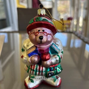 "Adornos de árbol de Navidad de vidrio soplado para árbol de Navidad de 5,5"" de alto oso maestro" - Imagen 1 de 5