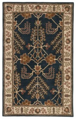 Arts & Crafts William Morris Style Hand Tufted Wool Blue Area Rug *FREE SHIPPING - Image 1 of 4