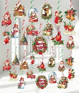 60 PCS Vintage Christmas Hanging Swirls Decorations Christmas Retro Ceiling H... - Picture 1 of 7