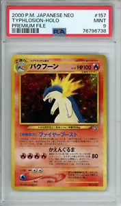 PSA 9 2000 TYPHLOSION HOLO 157 NEO GENESIS PREMIUM FILE POKEMON JAPANESE MINT - Picture 1 of 2