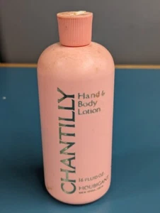 Vintage Houbigant Chantilly Hand & Body Lotion Pink Glass Bottle 16oz %50 full - Picture 1 of 2