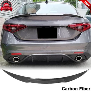 For Alfa Romeo Giulia Base Saloon 15UP Carbon Fiber Rear Trunk Boot Wing Spoiler - Picture 1 of 12