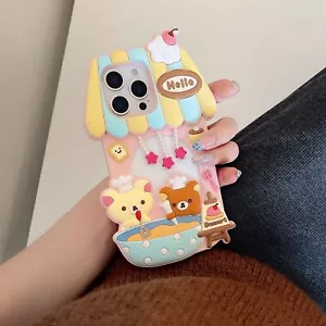 Für iPhone 16 Pro Max 15 14 13 Pro Süß Dessert Haus Rilakkuma Soft Case Hülle - Bild 1 von 13