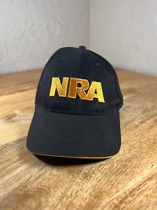 NRA Logo Hat Baseball Ball Cap US Flag USA Black Yellow Gold Adjustable Shooting - Picture 1 of 7