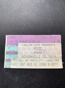Boleto de concierto de AC/DC - 31 de agosto de 1996 en el Jacksonville Coliseum - Imagen 1 de 2