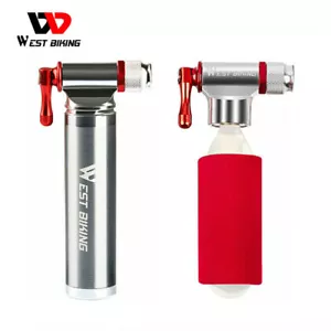 WEST BIKING Mini Bike Bicycle Pump Fast CO2 Tire Inflator Presta Schrader Valve - Picture 1 of 14