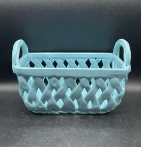 Grace's Pantry Hand Woven Baby Blue Ceramic Bread/Biscuit/Muffin Basket Handled - Picture 1 of 16