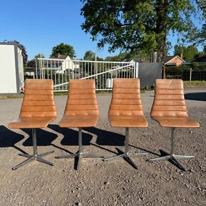 Vintage Tavo Swivel Chairs Restoration Project Brown Set Of 4 Mid-Century Chrome - Picture 1 of 23