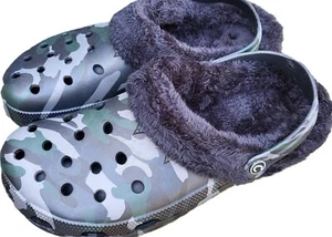 Mens Warm Camouflage Camping Fishing Shoes Slippers Camo Clogs With Fur Lining - Picture 1 of 22