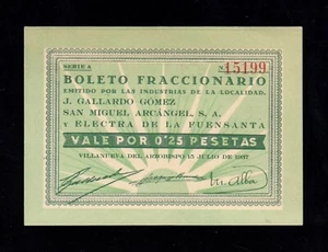 F.C. VILLANUEVA DEL ARZOBISPO (JAÉN) , 0,25 PESETAS 1937 , S/C- . - Imagen 1 de 2